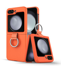 Ntech Samsung Flip 5 hoesje zacht siliconen met Ring Oranje
