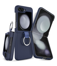 Ntech Samsung Flip 5 hoesje zacht siliconen met Ring Navy