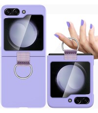Ntech Samsung Flip 5 hoesje zacht siliconen met Ring Lila