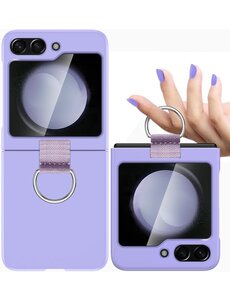 Ntech Samsung Flip 5 hoesje zacht siliconen met Ring Lila