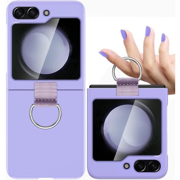 Ntech Hoesje Geschikt Voor Samsung Galaxy Flip 5 hoesje zacht siliconen met Ring Lila - Galaxy Flip 5 Silicone hoesje Liquid backcover