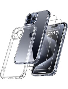 Ntech iPhone 15 Pro Max Hoesje transparant Anti Shock silicone hoesje