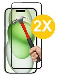 Ntech Full Cover Screenprotector Screenprotector Geschikt voor 15 Plus Zwart 2pack