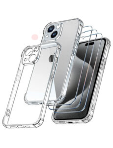 Ntech iPhone 15 Pro Max Hoesje transparant Anti Shock silicone hoesje