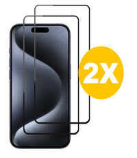 Ntech Full Cover Screenprotector Screenprotector Geschikt voor 15 Pro Zwart 2pack