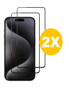 Ntech Full Cover Screenprotector Screenprotector Geschikt voor 15 Pro Max Zwart 2pack
