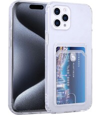 oTronica iPhone 15 Pro hoesje met pasjeshouder transparant Shock proof case met Kaarthouder