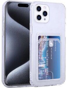 oTronica iPhone 15 Pro hoesje met pasjeshouder transparant Shock proof case met Kaarthouder