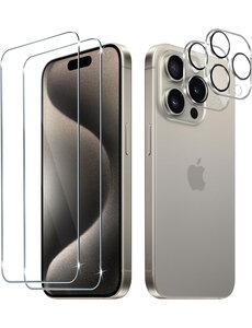 Ntech Geschikt voor iPhone 15 Pro Screen Protector en  Camera lens protector