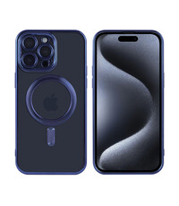 Ntech iPhone 15 Pro Max hoesje Magnetisch Met Lens beschermer – Transparant / Blauw