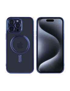 Ntech iPhone 15 Pro Max hoesje Magnetisch Met Lens beschermer – Transparant / Blauw