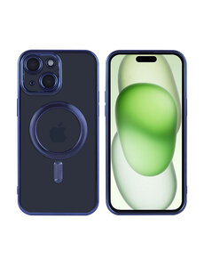Ntech iPhone 15 Plus hoesje Magnetisch Met Lens beschermer – Transparant / Blauw