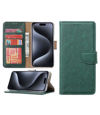 Ntech iPhone 15 Pro Max hoesje bookcase met pasjeshouder – Groen