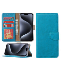 Ntech iPhone 15 Pro Max hoesje bookcase met pasjeshouder – Blauw