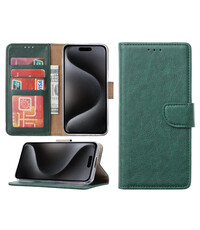 Ntech iPhone 15 Pro hoesje bookcase met pasjeshouder – Groen