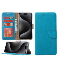 Ntech iPhone 15 Pro hoesje bookcase met pasjeshouder – Blauw