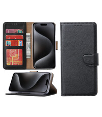 Ntech iPhone 15 Pro hoesje bookcase met pasjeshouder – Zwart