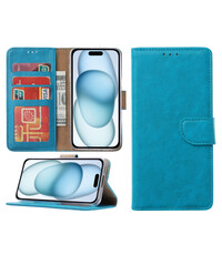 Ntech iPhone 15 Plus hoesje bookcase met pasjeshouder – Blauw