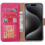 Ntech Hoesje Geschikt voor iPhone 15 Pro – portemonnee bookcase met pasjeshouder – Roze
