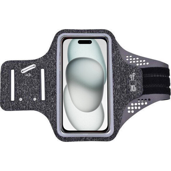 Ntech Hardloop telefoonhouder  Geschikt voor iPhone 15 Plus - Sportarmband -  Reflecterend -Ruimte voor sleutel - Zwart