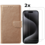 Ntech  Hoesje Geschikt voor iPhone 15 Pro Max hoesje bookcase met 2x screenprotector – Goud