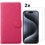 Ntech  Hoesje Geschikt voor iPhone 15 Pro hoesje bookcase met 2x screenprotector – Roze