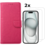 Ntech  Hoesje Geschikt voor iPhone 15 Plus hoesje bookcase met 2x screenprotector – Roze