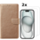 Ntech  Hoesje Geschikt voor iPhone 15 Plus hoesje bookcase met 2x screenprotector – Goud