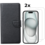 Ntech  Hoesje Geschikt voor iPhone 15 Plus hoesje bookcase met 2x screenprotector – Zwart