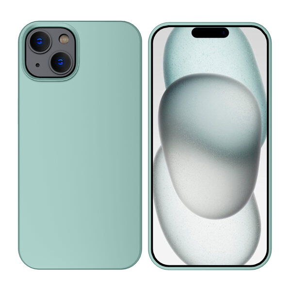 Ntech Hoesje Geschikt voor iPhone 15 hoesje Silicone / zacht siliconen - Liquid Silicone Backcover - Mint Groen