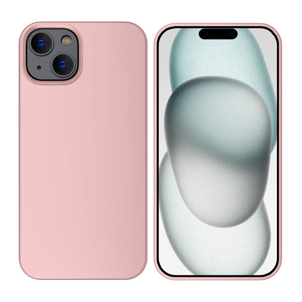 Ntech Hoesje Geschikt voor iPhone 15 Plus – Liquid siliconen Backcover – Pink Sand
