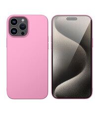 Ntech iPhone 15 Pro hoesje Silicone Licht Roze zacht siliconen