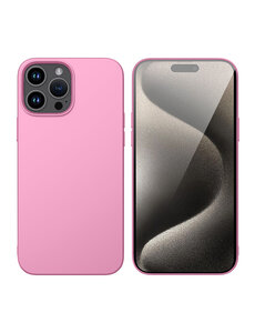 Ntech iPhone 15 Pro hoesje Silicone Licht Roze zacht siliconen