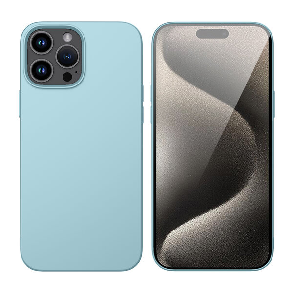 Ntech Hoesje Geschikt voor iPhone 15 Pro – Liquid siliconen Backcover – Blauw