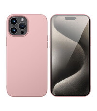 Ntech iPhone 15 Pro hoesje Silicone Pink Sand zacht siliconen