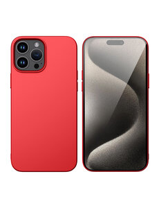 Ntech iPhone 15 Pro hoesje Silicone Rood zacht siliconen