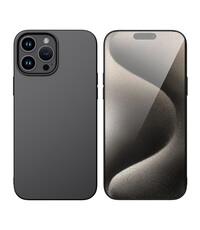 Ntech iPhone 15 Pro Max hoesje Silicone Zwart zacht siliconen