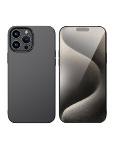 Ntech iPhone 15 Pro Max hoesje Silicone Zwart zacht siliconen