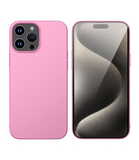 Ntech iPhone 15 Pro Max hoesje Silicone Licht Roze zacht siliconen