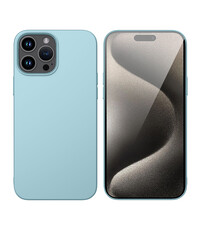 Ntech iPhone 15 Pro Max hoesje Silicone Licht Blauw zacht siliconen