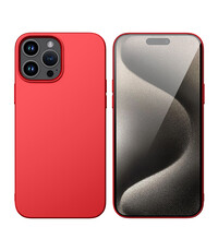 Ntech iPhone 15 Pro Max hoesje Silicone Rood zacht siliconen