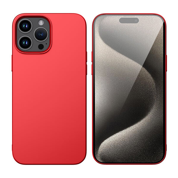 Ntech Hoesje Geschikt voor iPhone 15 Pro Max– Zacht siliconen Liquid Backcover – Rood