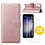 Ntech Hoesje Geschikt Voor Samsung Galaxy S23 FE hoesje bookcase Rose Goud Met screenprotector / 2X Beschermglas