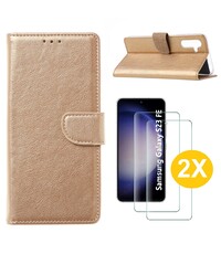 Ntech Samsung S23 FE hoesje bookcase Goud