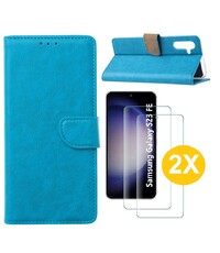 Ntech Samsung S23 FE hoesje bookcase Blauw