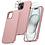 Ntech Hoesje Geschikt voor iPhone 15 – Zacht siliconen liquid backcover met 2x screenprotector gehard glas en 1x lens protector – Pink Sand