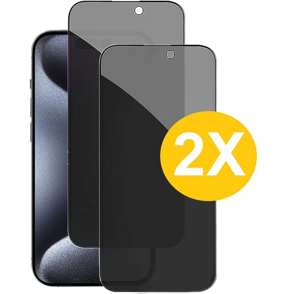 oTronica Geschikt voor iPhone 15 Pro screenprotector Privacy - 2 Stuks - Full screen protector tempered glass - gehard glas voor Geschikt voor iPhone 15 Pro - oTronica