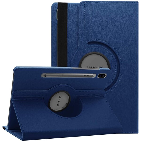 Ntech Hoes Geschikt voor Samsung Galaxy Tab S9 / S9 FE hoes Donker Blauw – Hoes Geschikt voor Samsung Galaxy Tab S9 / S9 FE tablet hoes – 360° draaibaar bookcase - Ntech