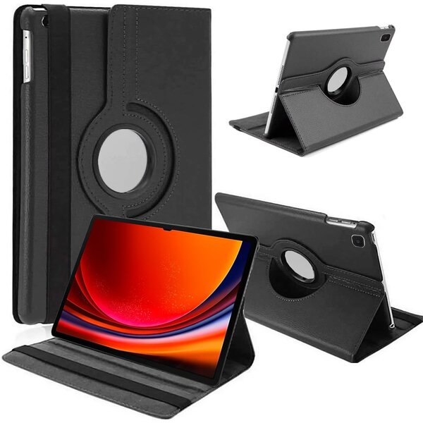 Ntech Hoes Geschikt voor Samsung Galaxy Tab S9 Plus / S9 FE Plus hoes Zwart – Hoes Geschikt voor Samsung Galaxy Tab S9 Plus / S9 FE Plus tablet hoes – 360° draaibaar bookcase - Ntech