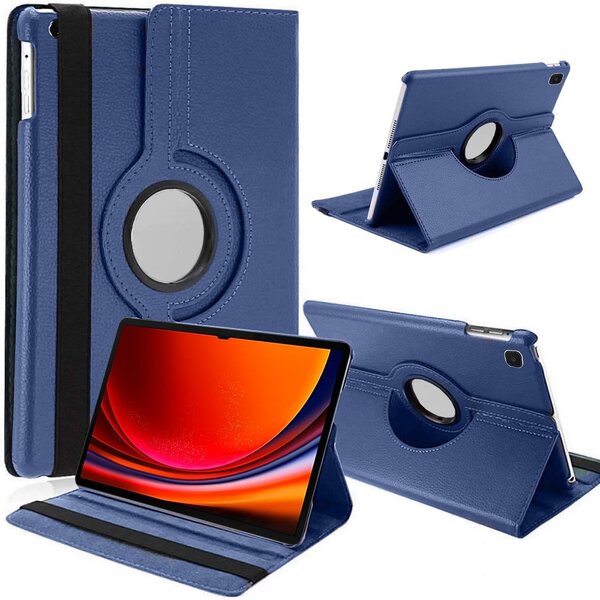Ntech Hoes Geschikt voor Samsung Galaxy Tab S9 Plus / S9 FE Plus hoes Donker Blauw – Hoes Geschikt voor Samsung Galaxy Tab S9 Plus / S9 FE Plus tablet hoes – 360° draaibaar bookcase - Ntech